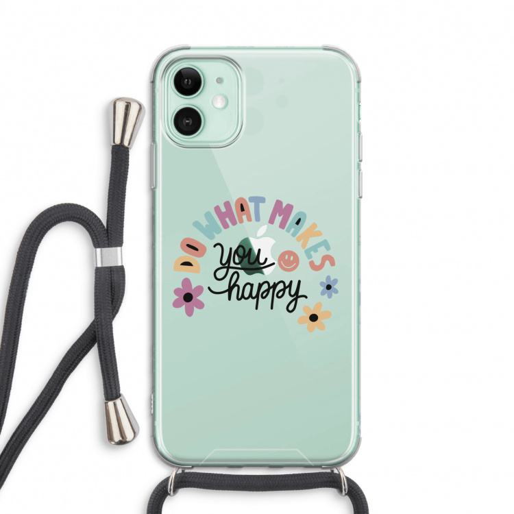 Happy days: iPhone 11 Transparant Hoesje met koord