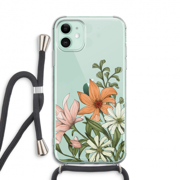 Floral bouquet: iPhone 11 Transparant Hoesje met koord
