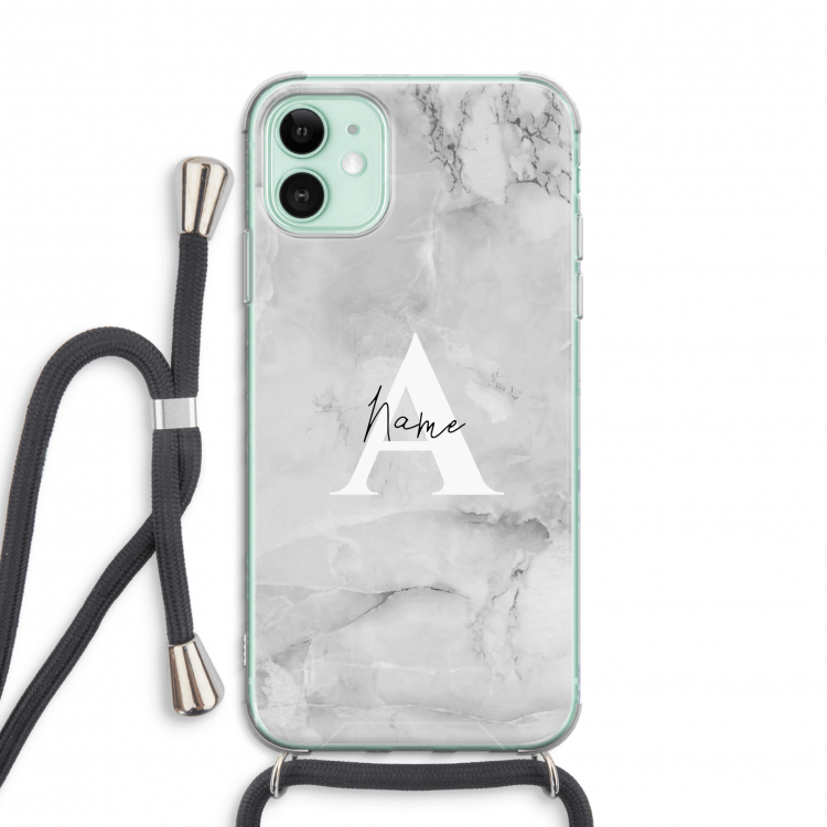 Ivory Marble: iPhone 11 Transparant Hoesje met koord