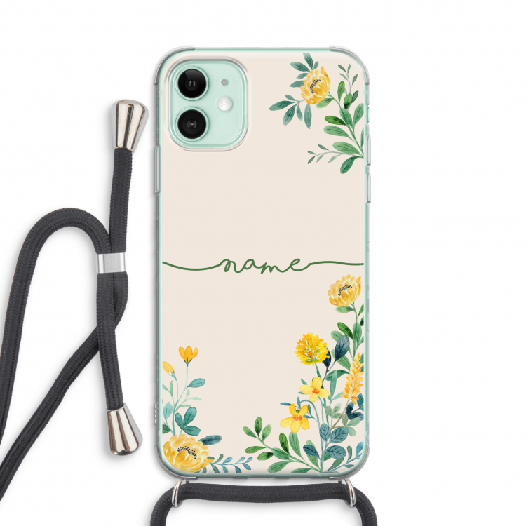Gele bloemen: iPhone 11 Transparant Hoesje met koord
