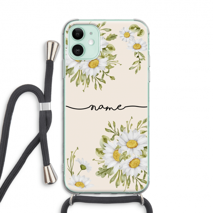 Daisies: iPhone 11 Transparant Hoesje met koord
