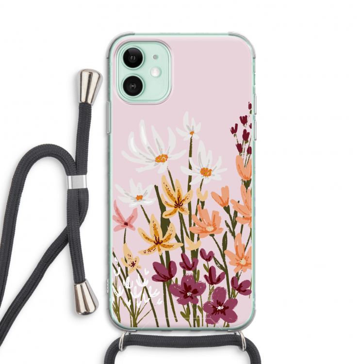 Painted wildflowers: iPhone 11 Transparant Hoesje met koord