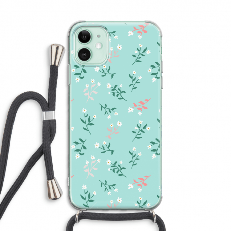 Small white flowers: iPhone 11 Transparant Hoesje met koord