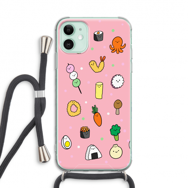 Happy bento friends: iPhone 11 Transparant Hoesje met koord