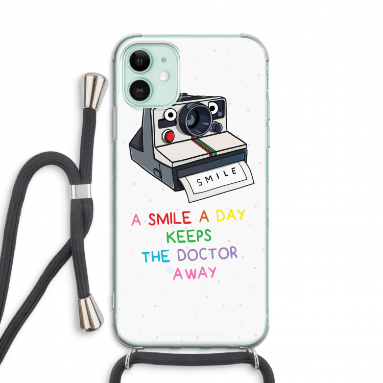 Smile: iPhone 11 Transparant Hoesje met koord