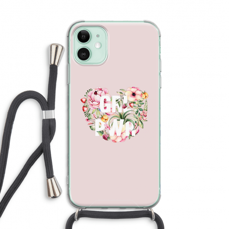 GRL PWR Flower: iPhone 11 Transparant Hoesje met koord