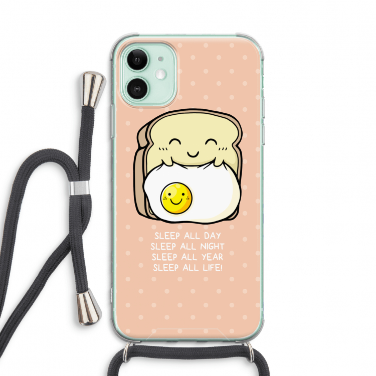 Sleep All Day: iPhone 11 Transparant Hoesje met koord