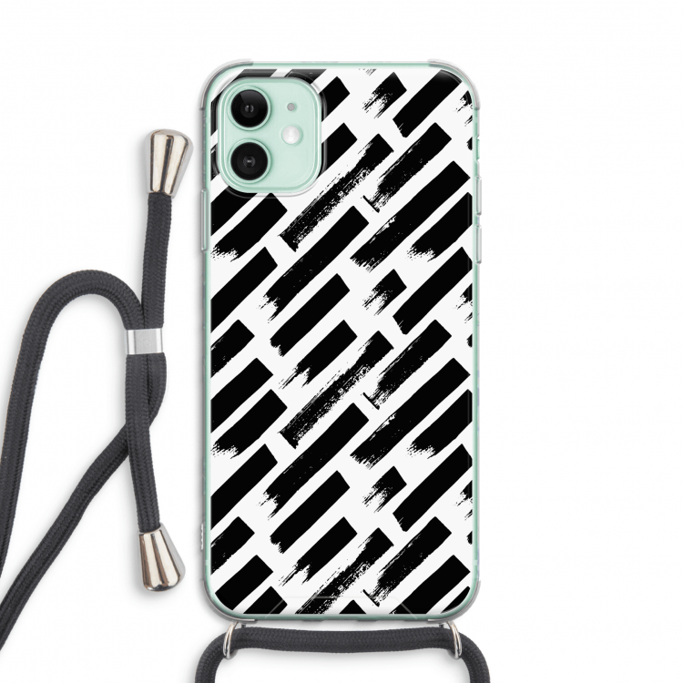 Zwarte vegen: iPhone 11 Transparant Hoesje met koord