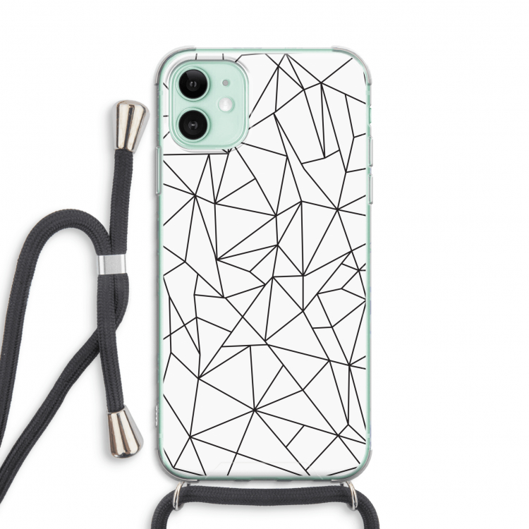 Geometrische lijnen zwart: iPhone 11 Transparant Hoesje met koord