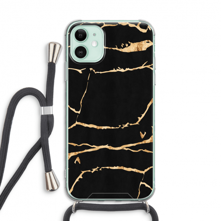 Gouden marmer: iPhone 11 Transparant Hoesje met koord