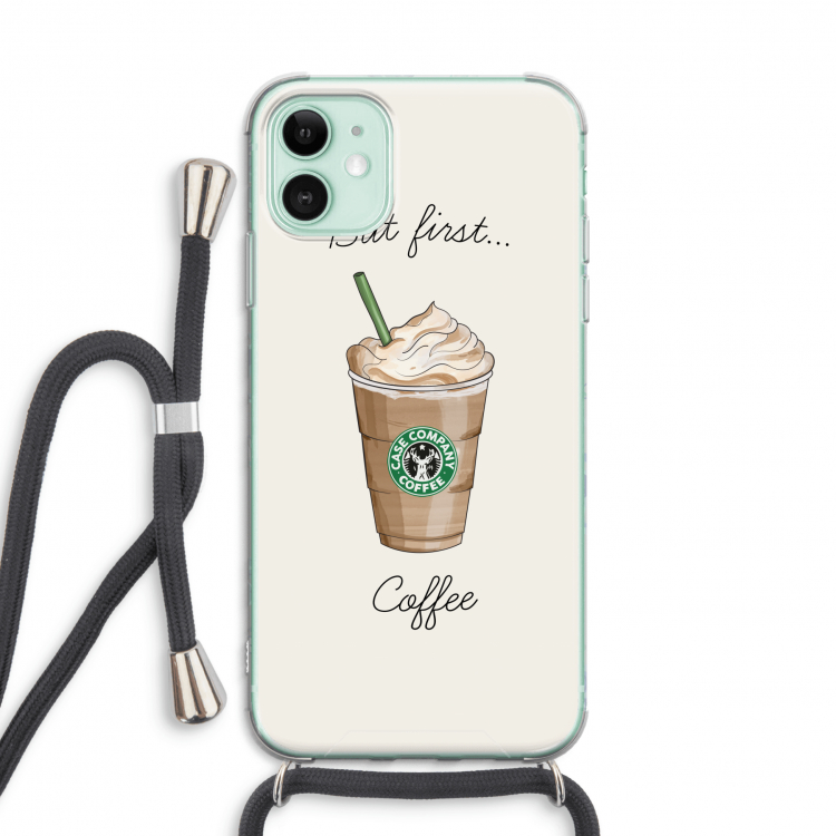 But first coffee: iPhone 11 Transparant Hoesje met koord