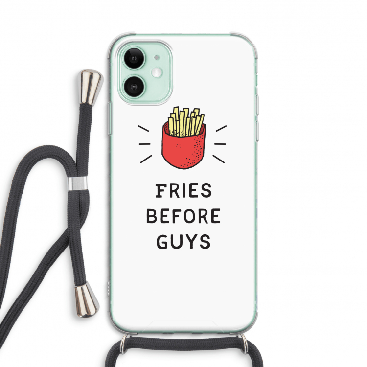 Fries before guys: iPhone 11 Transparant Hoesje met koord