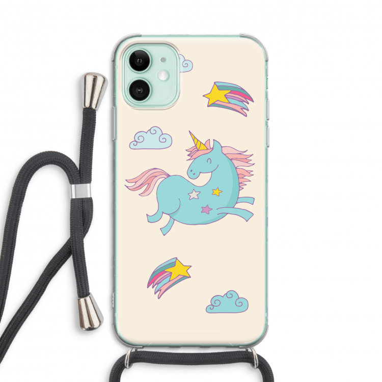Vliegende eenhoorn: iPhone 11 Transparant Hoesje met koord