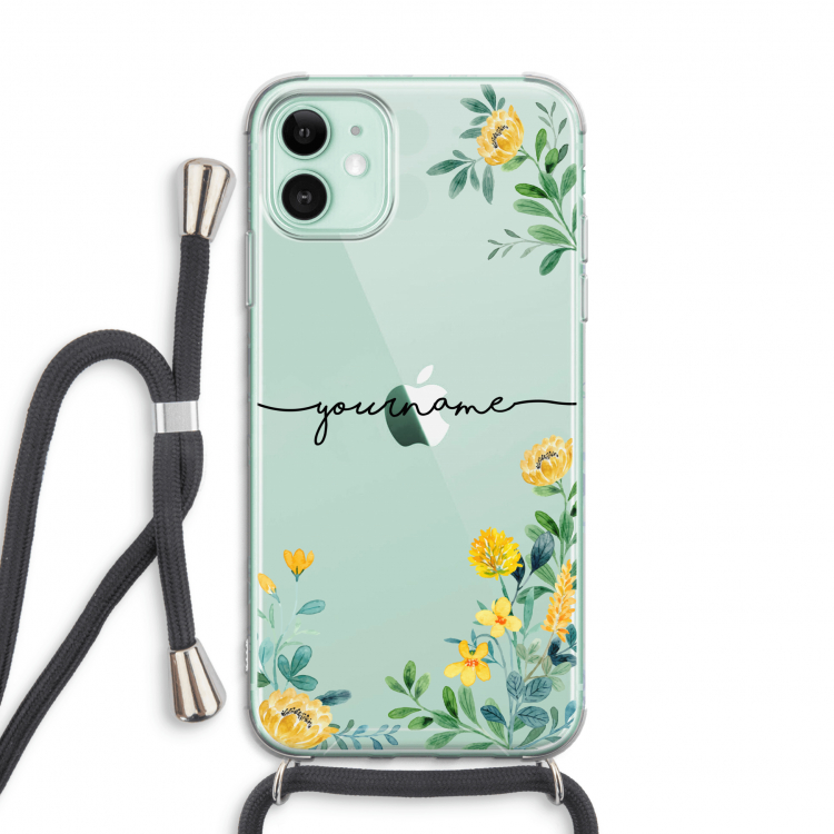 Gele bloemen: iPhone 11 Transparant Hoesje met koord