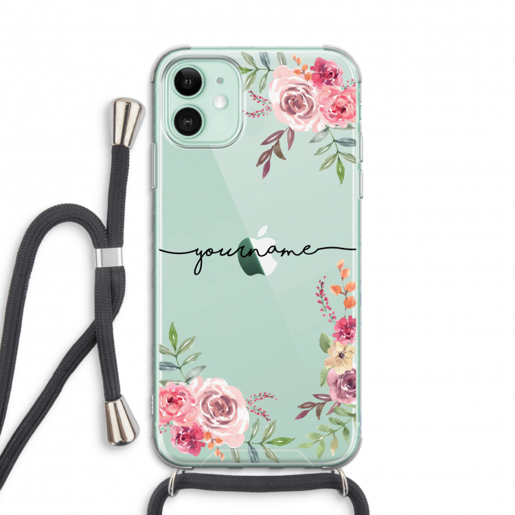 Rozen: iPhone 11 Transparant Hoesje met koord
