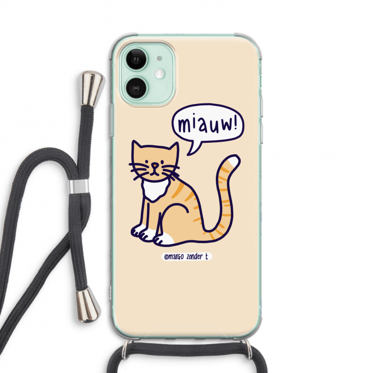 Miauw: iPhone 11 Transparant Hoesje met koord