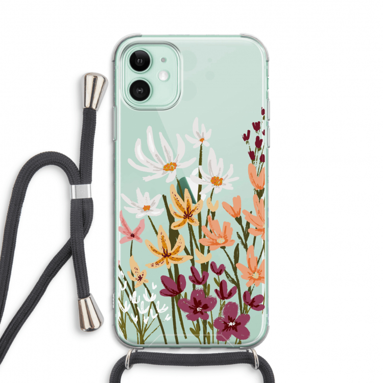 Painted wildflowers: iPhone 11 Transparant Hoesje met koord