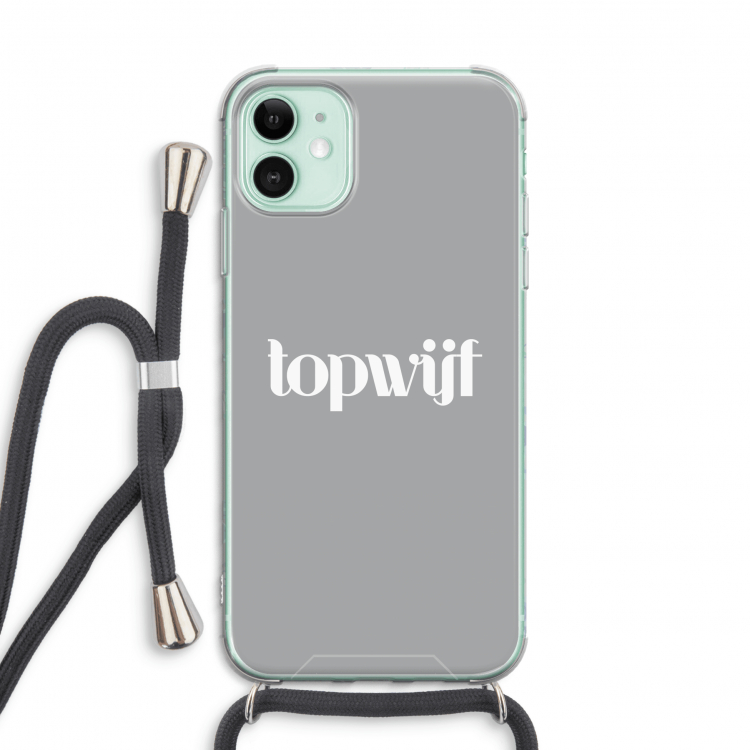 Topwijf Grijs Wit: iPhone 11 Transparant Hoesje met koord
