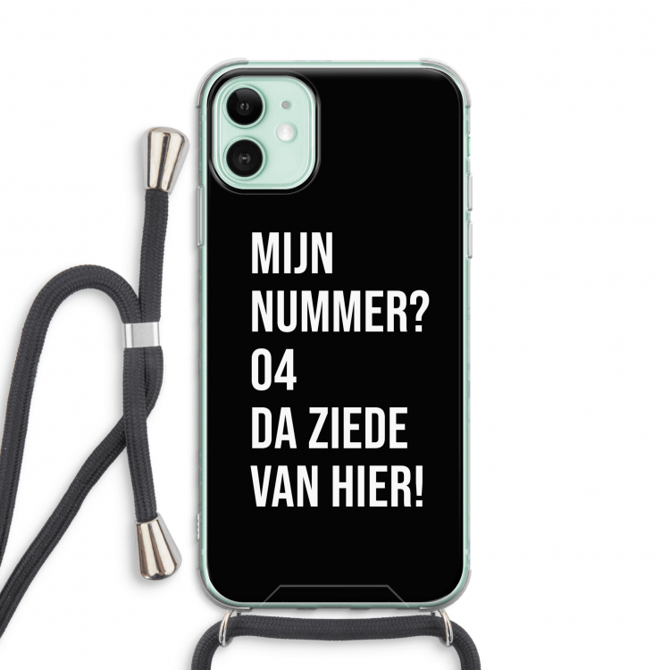 Da ziede van hier - Zwart: iPhone 11 Transparant Hoesje met koord