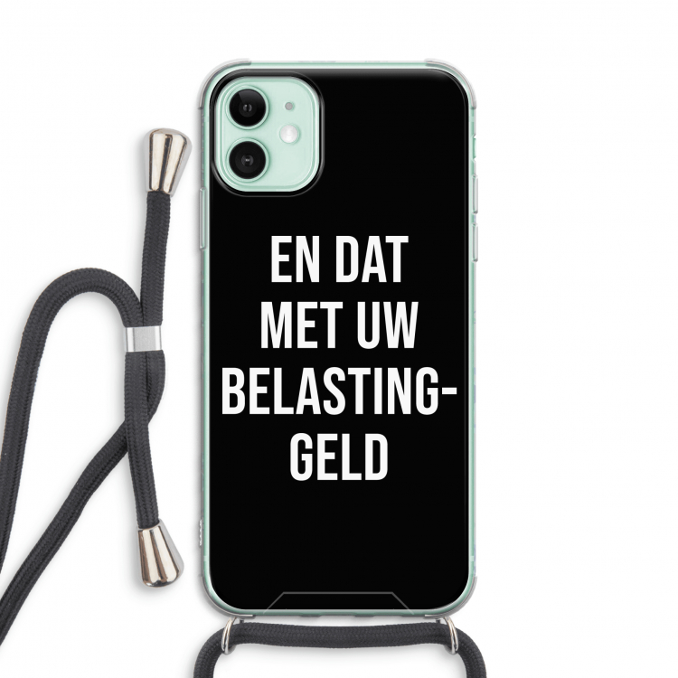 Belastinggeld - Zwart: iPhone 11 Transparant Hoesje met koord