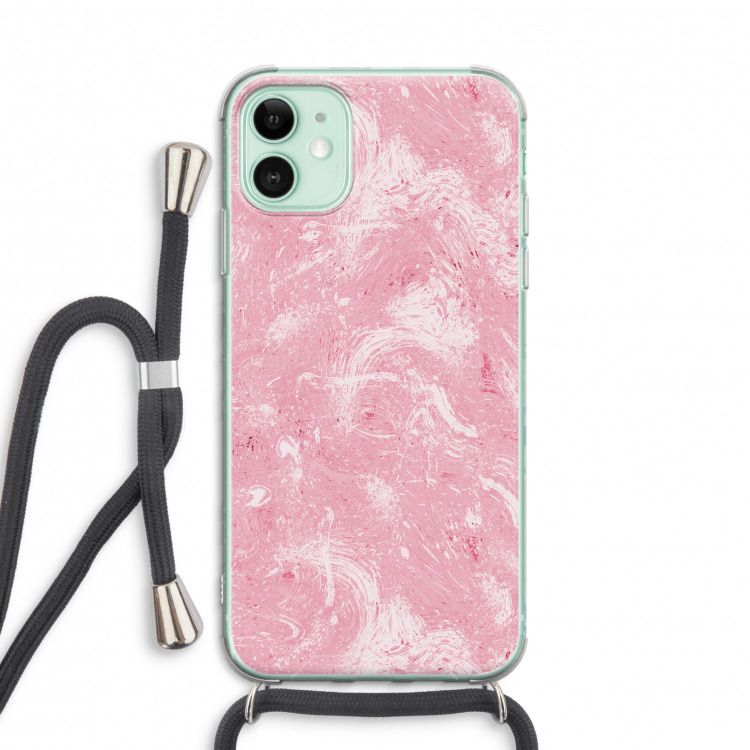 Abstract Painting Pink: iPhone 11 Transparant Hoesje met koord