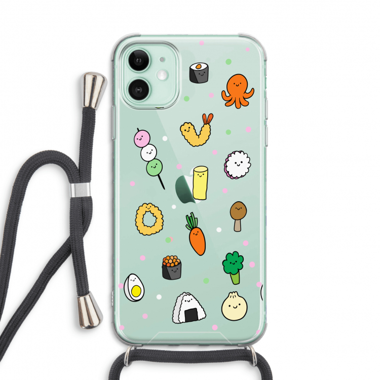 Happy bento friends: iPhone 11 Transparant Hoesje met koord