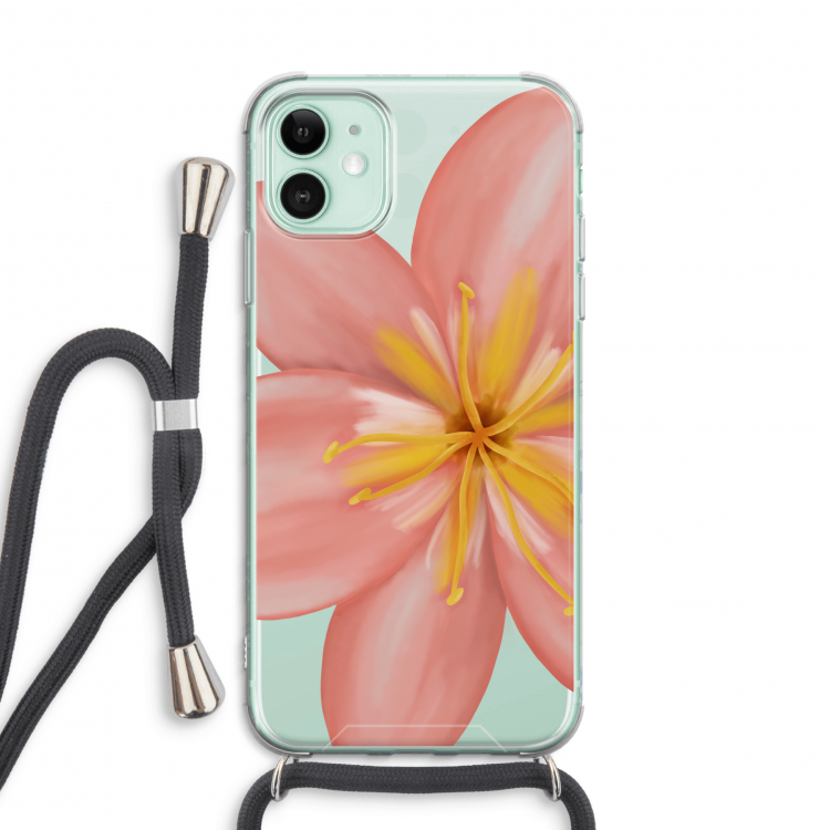 Pink Ellila Flower: iPhone 11 Transparant Hoesje met koord