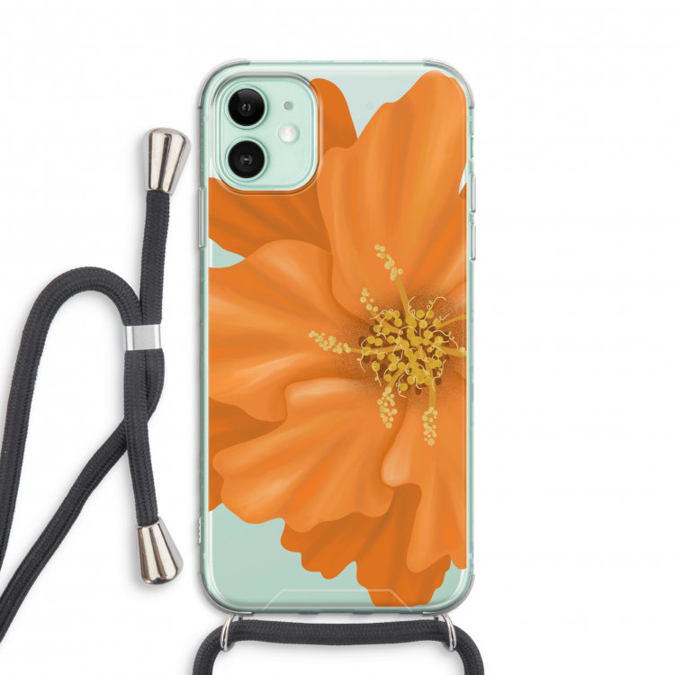 Orange Ellila flower: iPhone 11 Transparant Hoesje met koord