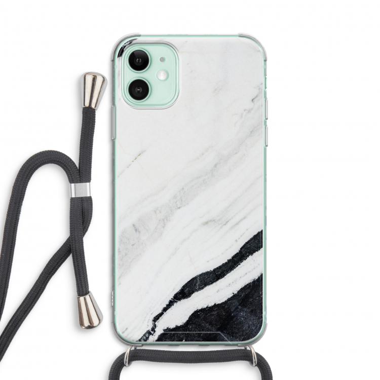 Elegante marmer: iPhone 11 Transparant Hoesje met koord
