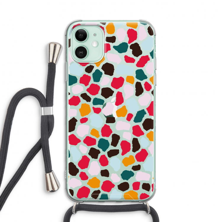 Colored Giraffe: iPhone 11 Transparant Hoesje met koord
