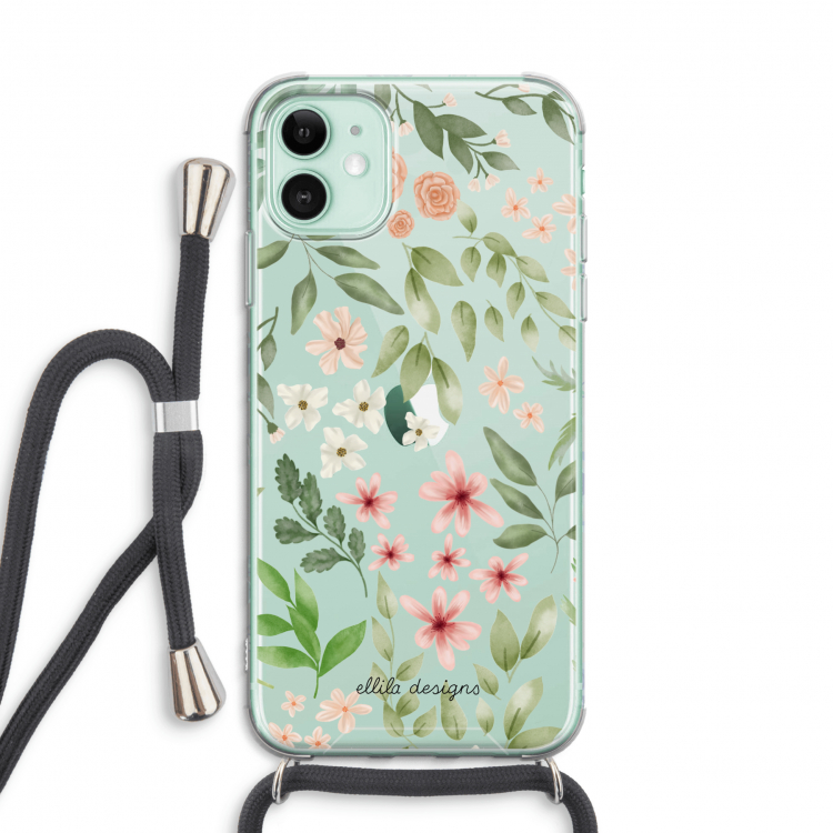 Botanical sweet flower heaven: iPhone 11 Transparant Hoesje met koord