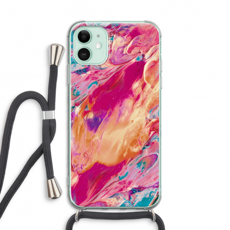Pastel Echoes: iPhone 11 Transparant Hoesje met koord