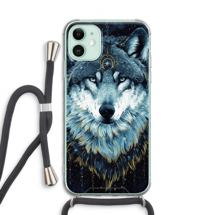 Darkness Wolf: iPhone 11 Transparant Hoesje met koord