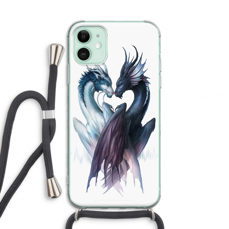 Yin Yang Dragons: iPhone 11 Transparant Hoesje met koord