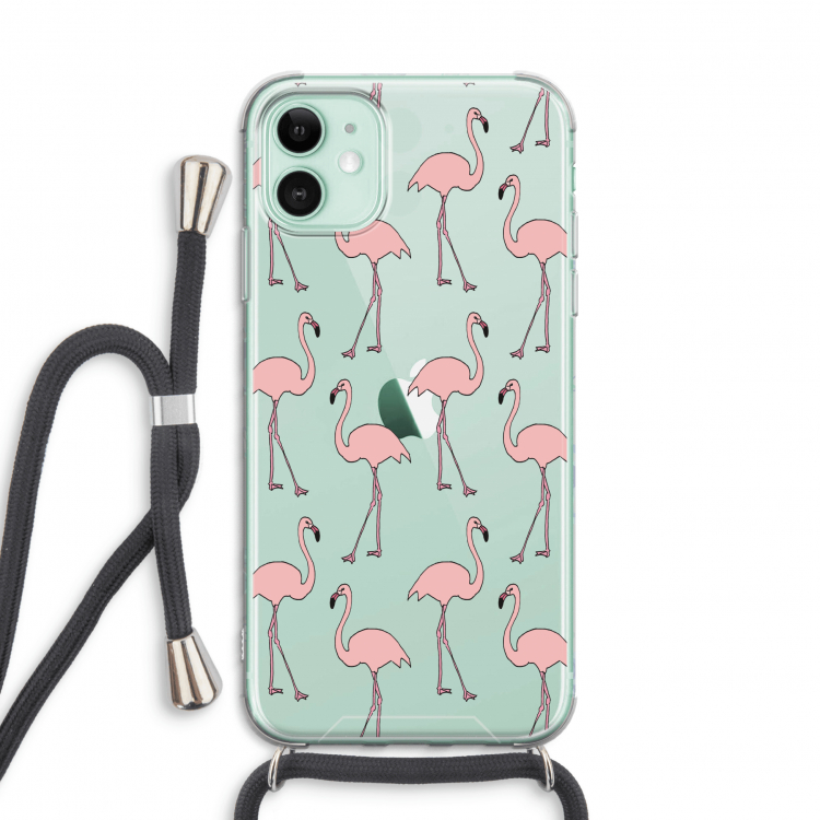 Anything Flamingoes: iPhone 11 Transparant Hoesje met koord