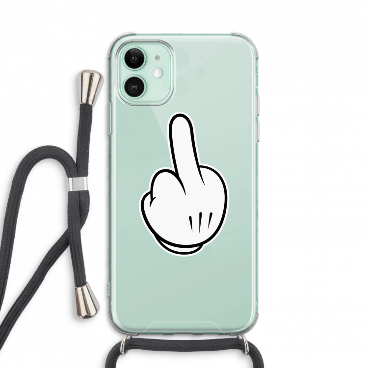 Middle finger white: iPhone 11 Transparant Hoesje met koord