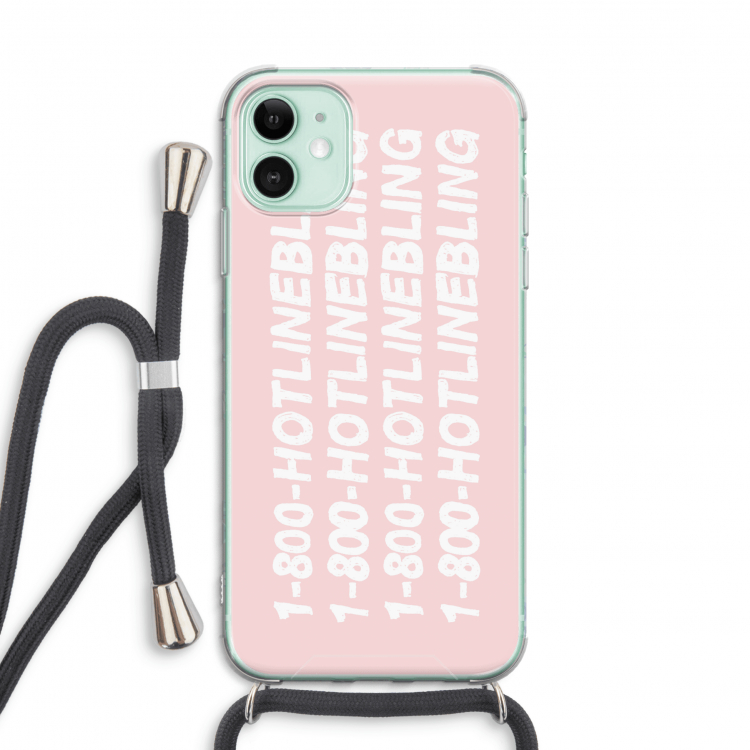 Hotline bling pink: iPhone 11 Transparant Hoesje met koord
