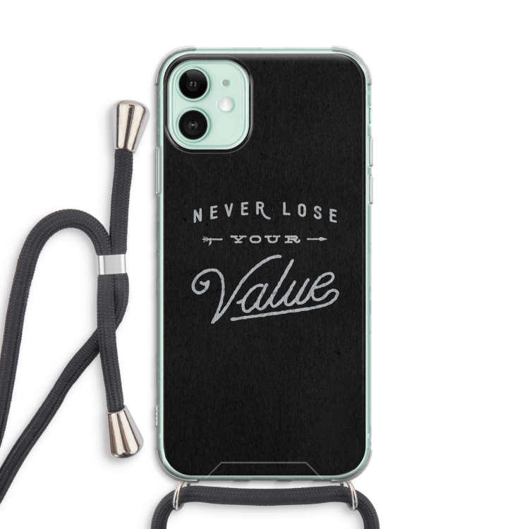 Never lose your value: iPhone 11 Transparant Hoesje met koord