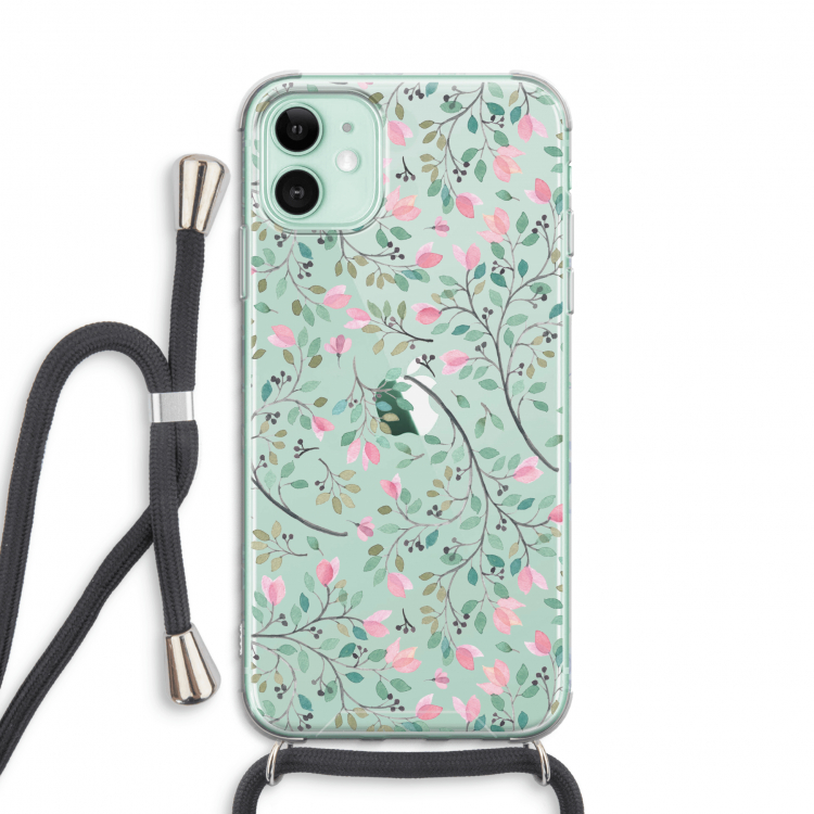 Sierlijke bloemen: iPhone 11 Transparant Hoesje met koord