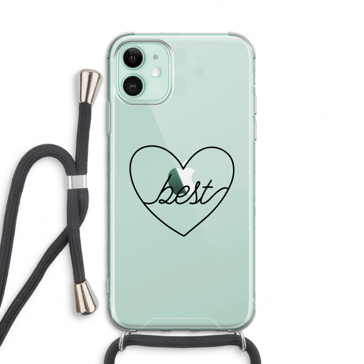 Best heart black: iPhone 11 Transparant Hoesje met koord