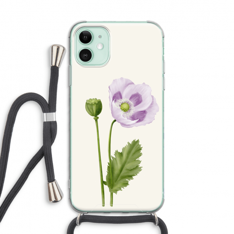 Purple poppy: iPhone 11 Transparant Hoesje met koord