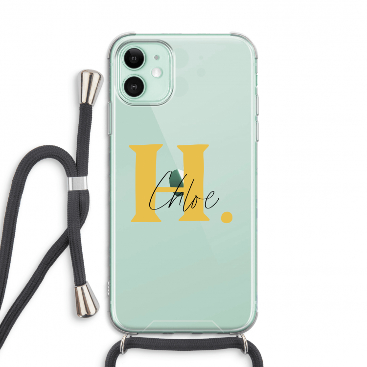 Amber Script: iPhone 11 Transparant Hoesje met koord