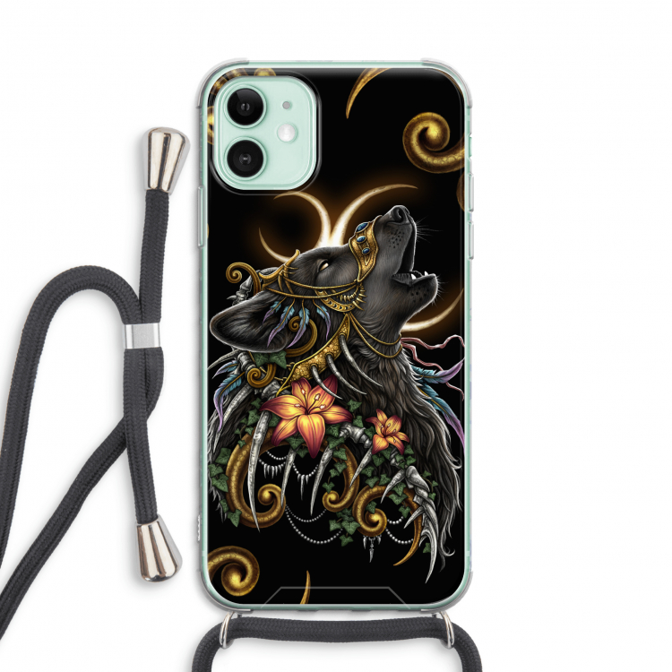 Huilende Wolf: iPhone 11 Transparant Hoesje met koord