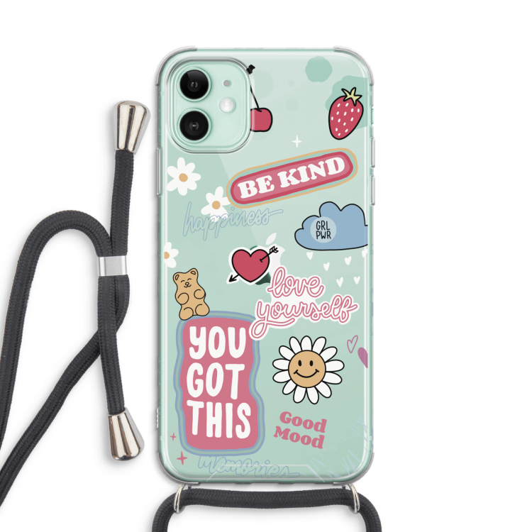 Positivity: iPhone 11 Transparant Hoesje met koord