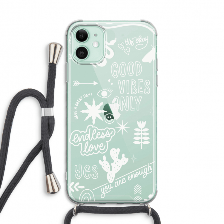 Good vibes: iPhone 11 Transparant Hoesje met koord