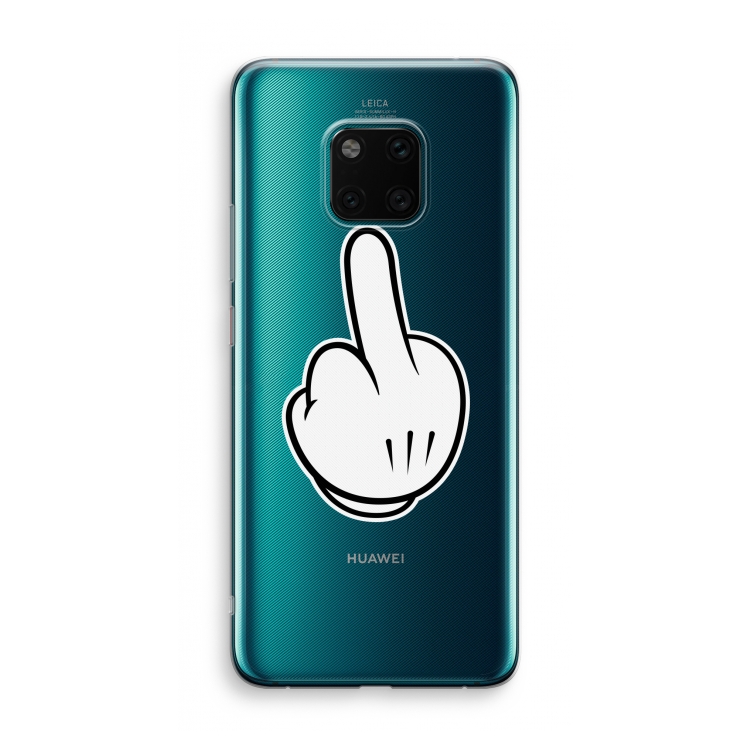 Middle finger white: Huawei Mate 20 Pro Transparant Hoesje