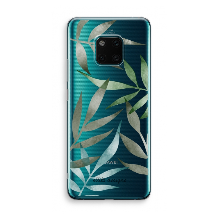 Tropical watercolor leaves: Huawei Mate 20 Pro Transparant Hoesje