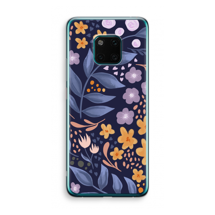 Flowers with blue leaves: Huawei Mate 20 Pro Transparant Hoesje
