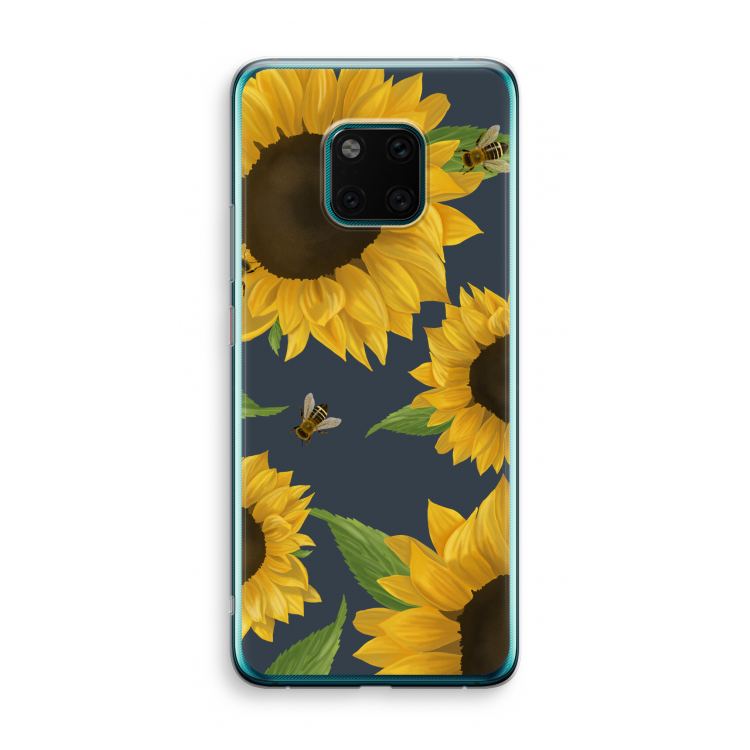 Sunflower and bees: Huawei Mate 20 Pro Transparant Hoesje
