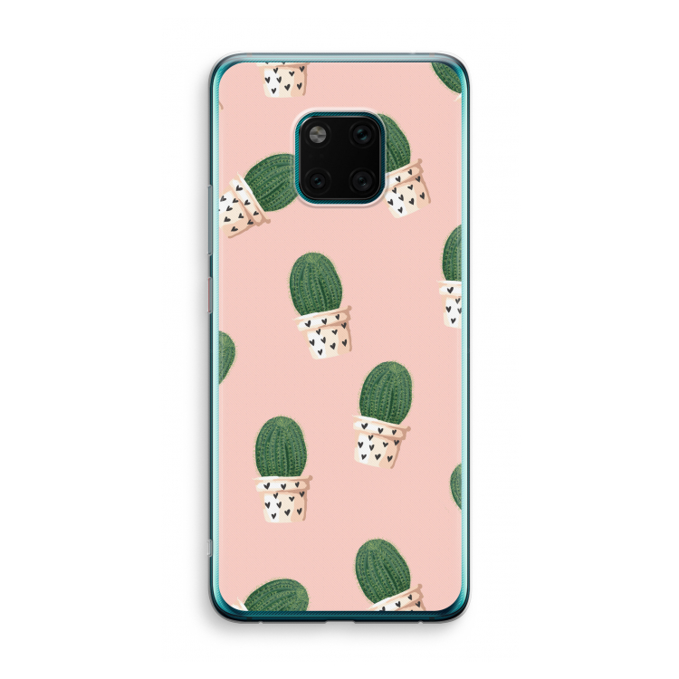 Cactusprint roze: Huawei Mate 20 Pro Transparant Hoesje